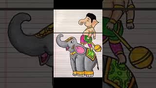 #shorts How to #draw god Ganesha with #cute elephant #beautiful and #easy #drawing #kids #manikemove