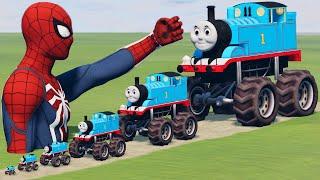 Big & Small Monster Truck Thomas the Train vs Spider-Man PUNCH | BeamNG.Drive