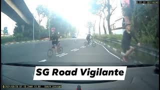 20jun2021 woodland centre road 3 cyclists riding against flow of traffic gave camcar driver a shock