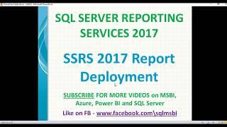 SSRS 2017 Report deployment | deployment in ssrs 2017