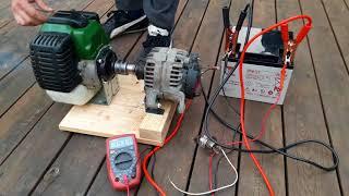 DIY How to make weedeater 12V generator New project Alternator. Amazing Life Hacks