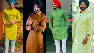 Kurta Pajama with stylish turban colour #kurtapajama #turban #punjabimunda #kaurtrends #2022