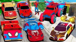 STOLEN ALL SPIDER-MAN'S SECRET CARS IN GTA 5!