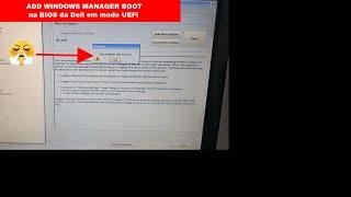 ADD WINDOWS MANAGER BOOT na BIOS da Dell em modo UEFI