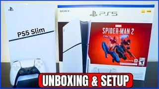 PS5 Slim Unboxing and First Setup - Spider Man 2 PS5 Bundle