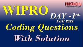 Wipro FEB DAY-1 Coding Questions with Solution || Wipro Latest Slot Coding Questions answers