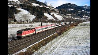 Bahnverkehr in Rottenmann am 21.11.24 - "Tauernbahnumleiter, Hilfszug, Rh1144 am EC 164, Erzzüge"