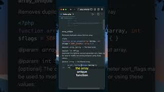 The array_unique() function in Php #php #php_tutorial #shorts
