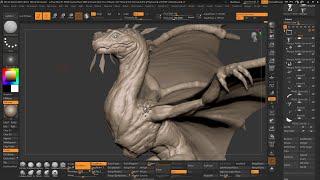 Flying Dragon sculpting in Zbrush II PART-3 more work on secondary shape