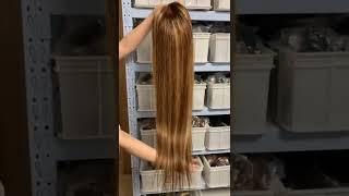 honey bloned highligh straight human hair wigs installed ombre wig //NY HAIR Aliexpress