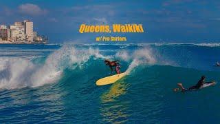 Pro Surfers Take Over Huge Waves in Waikīkī | Close up drone footage 4k