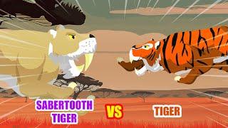 Tiger vs Sabertooth Tiger | Modern vs Prehistoric Animals [S1] | Animal Animation
