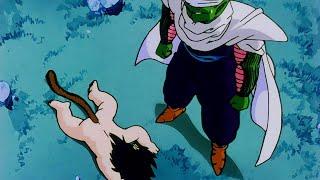 gohan truns in to an great ape and piccolo cuts his tail of