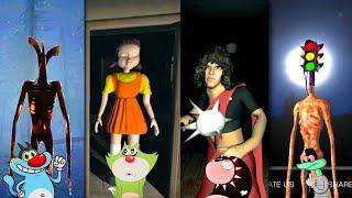 MYTHPAT GRANNY vs PIPE HEAD vs LIGHT HEAD vs SQUID DOLL HOUSE ESCAPE Gameplay With Oggy & Jack Voice