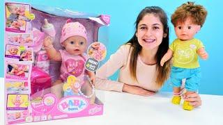 Baby Born yeni oyuncak bebek kutu açılışı. Ayşe Mert'in kardeşi Naz bebeği getiriyor. Evcilik oyunu