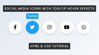 Social Media Icons with Tooltip Hover Effects – HTML & CSS Animation Tutorial