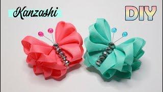 DIY - NEW KANZASHI Butterfly Tutorial | Kanzashi Flower | Bros Kupu Cantik | Ribbon flower