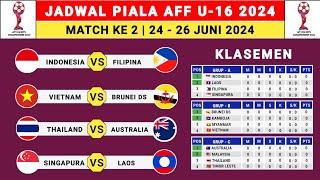 Jadwal Piala AFF U-16 2024 Pekan Ke 2 - Indonesia vs Filipina - Klasemen AFF U16 2024 - AFF U16 2024