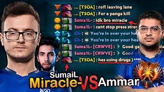 Miracle- VS TOP 1 Rank Ammar ALL CHATS with SumaiL, they meet in LANE