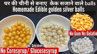 DIY Sugar Beads How to make cheapest edible  golden Pearls 4 Cake Decor without Corn & Glucose syrup