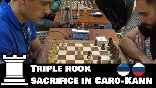 Triple rook sacrifice | Kulaots - Riazantsev | Caro-Kann Advance variation