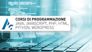 Corsi linguaggi di programmazione Java, JavaScript, PHP, HTML, Python, Wordpress.