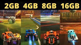 rocket league 2gb ram vs 4gb ram vs 8gb ram vs 16gb ram