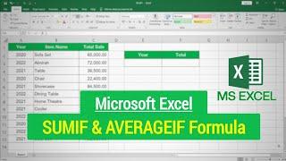 How to apply SUMIF and AVERAGEIF Formula in Microsoft Excel | Excel SUMIF & AVERAGEIF Function