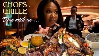 EATING AT THE BEST STEAKHOUSE AT SEA !! LAMB CHOPS MUKBANG