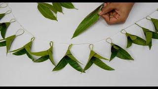 Traditional Mango leaf Toran for Festivals ||  Mango leaf Decoration idea