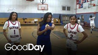 Ashley Shoots Hoops with Undefeated Katherine Albiani Middle School Girls Basketball Team