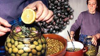 OLIVAS CASERAS: Receta de la abuela. CONSERVA de ACEITUNAS verdes y negras en tarros y el AJOACEITE