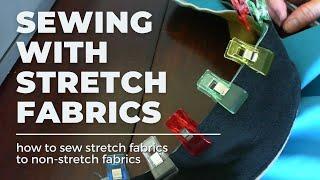 How to sew a stretch fabric to a non stretch fabric