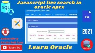 Live search using javascript oracle apex tutorial