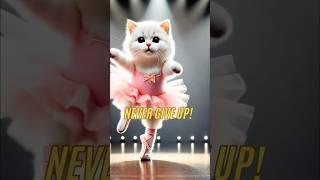 Ballerina kitty says Never give up #shorts #shortsfeed #cat #cute #kitten #funny #ai #cutecat