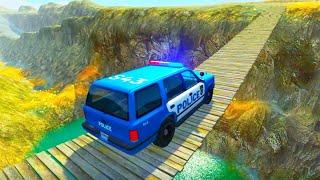 Pont Suspendu parcours difficile voitures crashs / BeamNG Drive jeu de voiture TEST