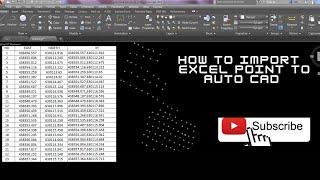 How to import Excel point File to Auto cad 2022| how to import survey points into auto cad|
