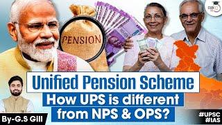 Unified Pension Scheme (UPS) Explained | How is UPS different from NPS & OPS? | UPSC GS 3