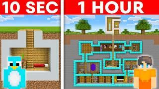 10 Second vs 1 Hour - Underground House Build Challenge in Minecraft