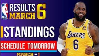 NBA Standings today | NBA games today, March 6, 2024. GAME RESULTS TODAY | Schedule & Scoreboard