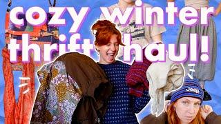 The Perfect Cozy Winter Thrift Haul :) | collective try-on haul!