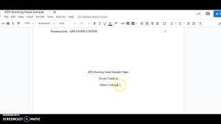 APA Running Head and Title Page using Google Docs