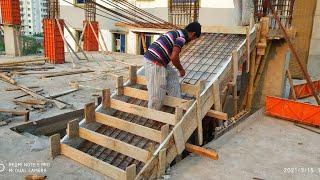 amazing stair step centering process| কিভাবে সিঁড়ির ধাপ তৈরির করা হয় | Dog legged stair shuttering