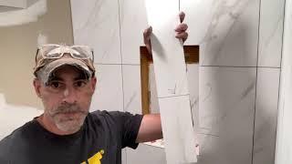 How To Tile Shower Niche With Mitre Cuts And Shelf