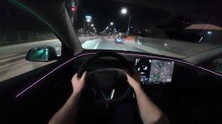 NEW Tesla Model Y Juniper 2025 Night Drive