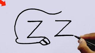 How To Draw A Cow Using Letter ZZ  l Easy Cow Drawing l Letter Drawing l Cow Art Videos l Drawing