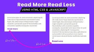 Read More / Read Less Button with JavaScript | No Plugin HTML CSS JavaScript Tutorial