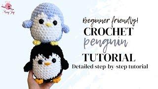 Step-by-Step Tutorial on How to Crochet a Penguin : Beginner Amigurumi Tutorial and Free Pattern