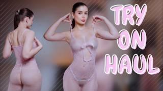 See-Through Lingerie Try on Haul | Transparent Clothes & No Bra Trend [4K]