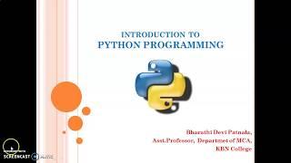 1  Introduction to Python Programming By Bharathi Patnala